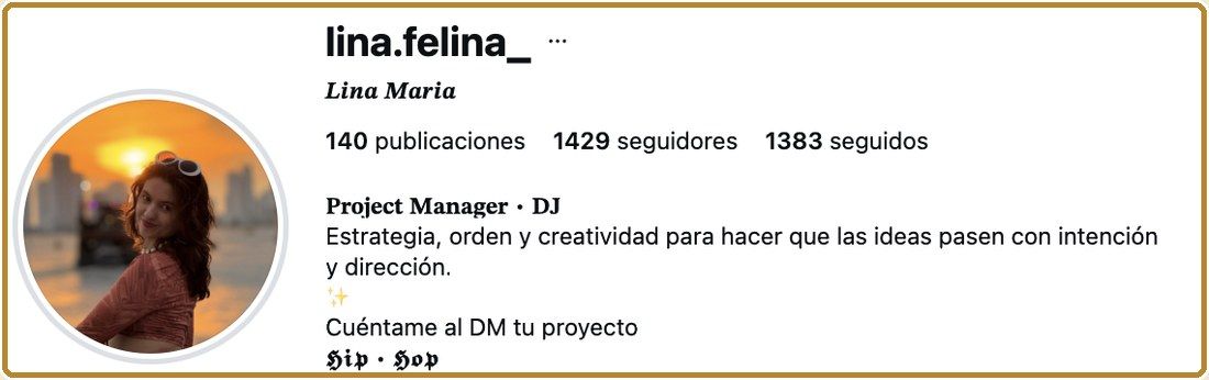 Perfil de Instagram de Lina